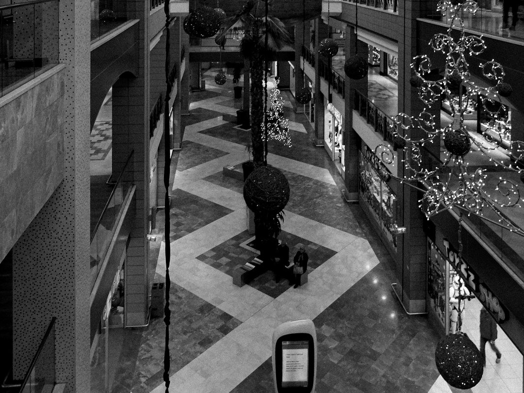 mall security guard watching cameras
