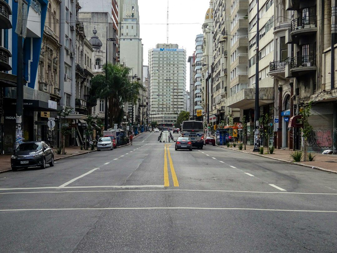 Colonial street in Ciudad Vieja, Montevideo during the day